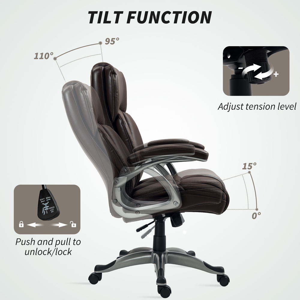 Portland Brown PU Leather Tilting Executive Office Chair Image 8