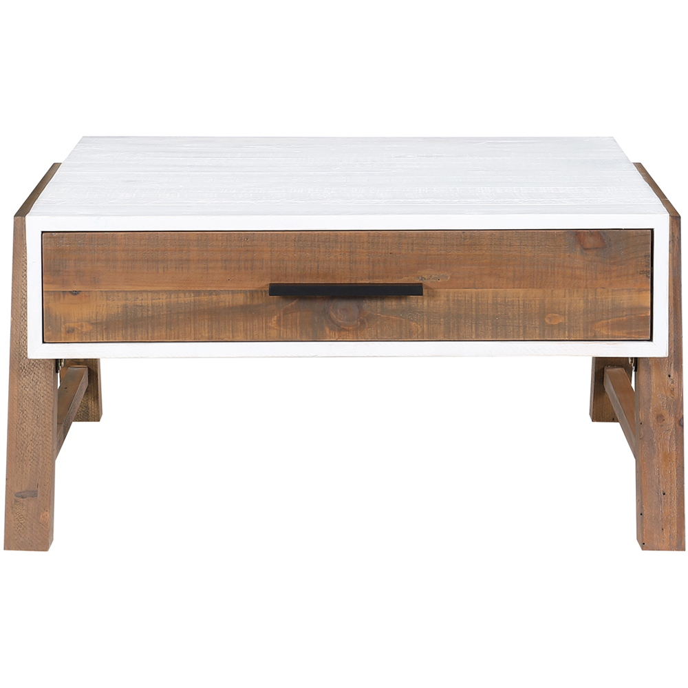 Baumhaus Trinity Single Drawer White and Brown Coffee Table Image 2