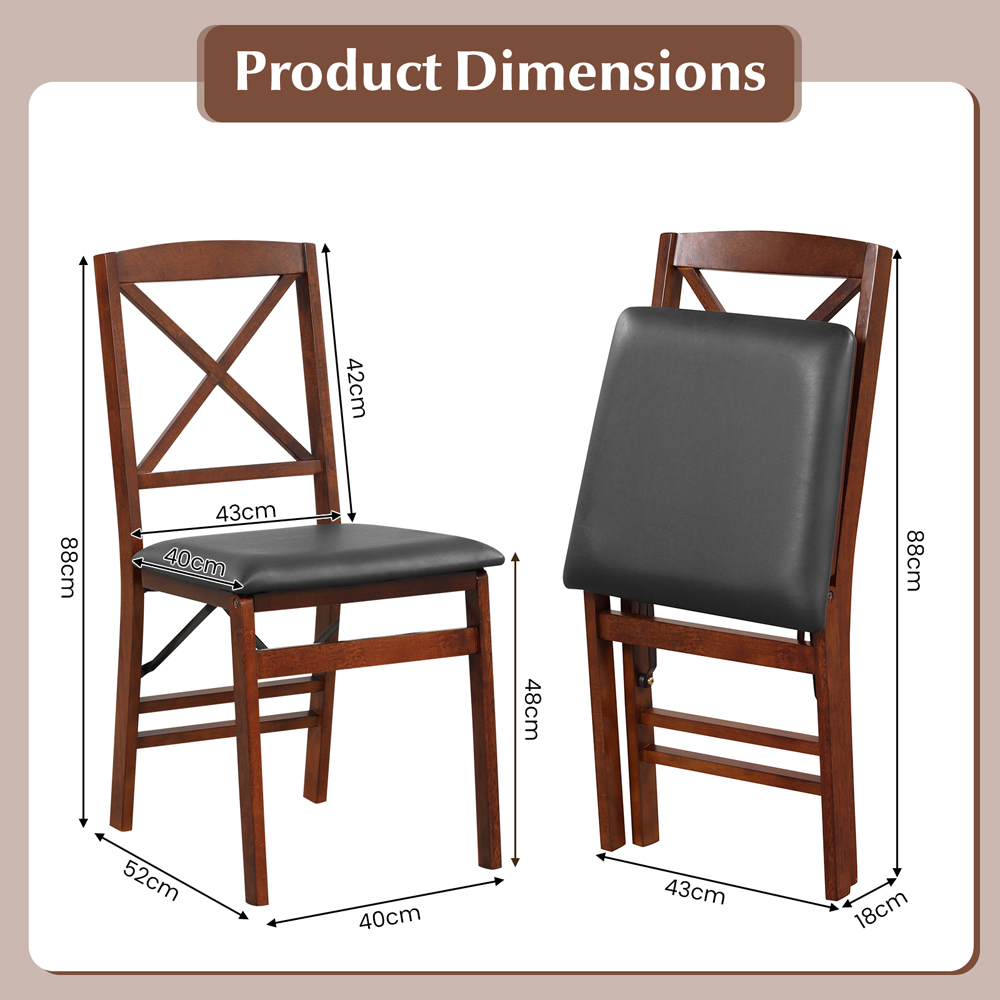Costway Set of 2 Brown High Back Wooden Dining Chair Image 9
