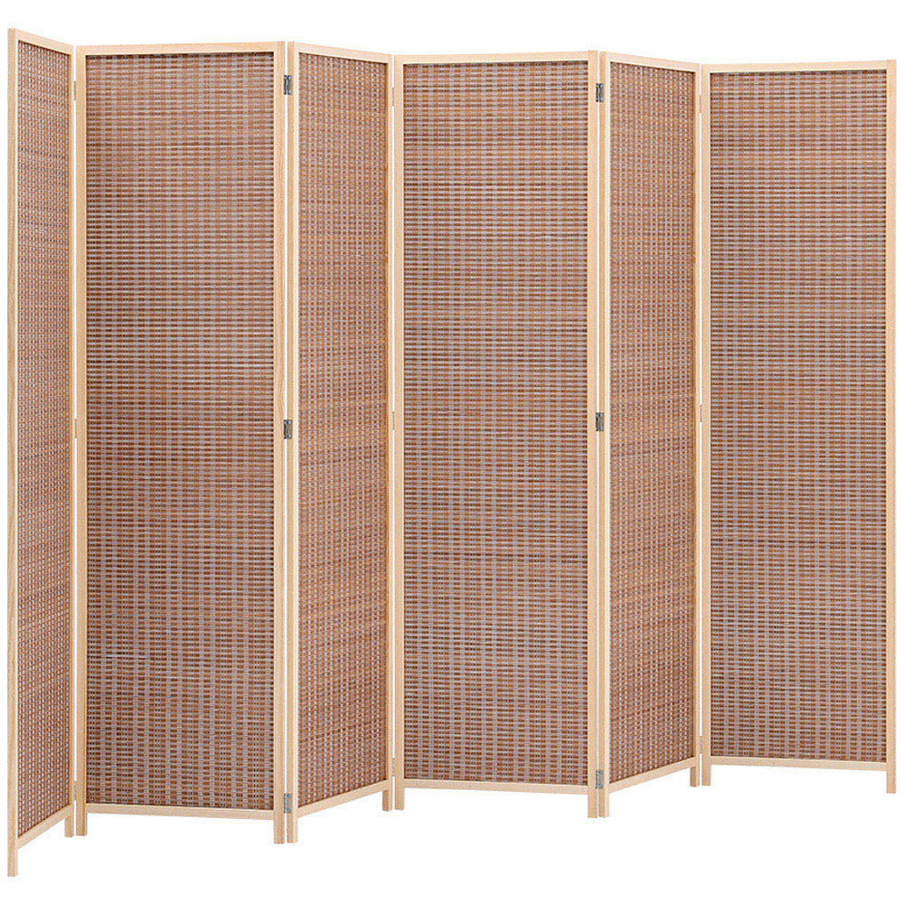 Living and Home 6 Panel Brown Folding Wooden Privacy Screen Image 1