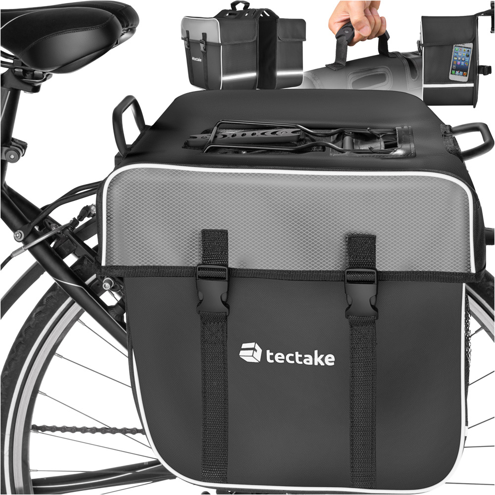 tectake Large Cycle Pannier Bag with Reflective Strips 35L Image 2