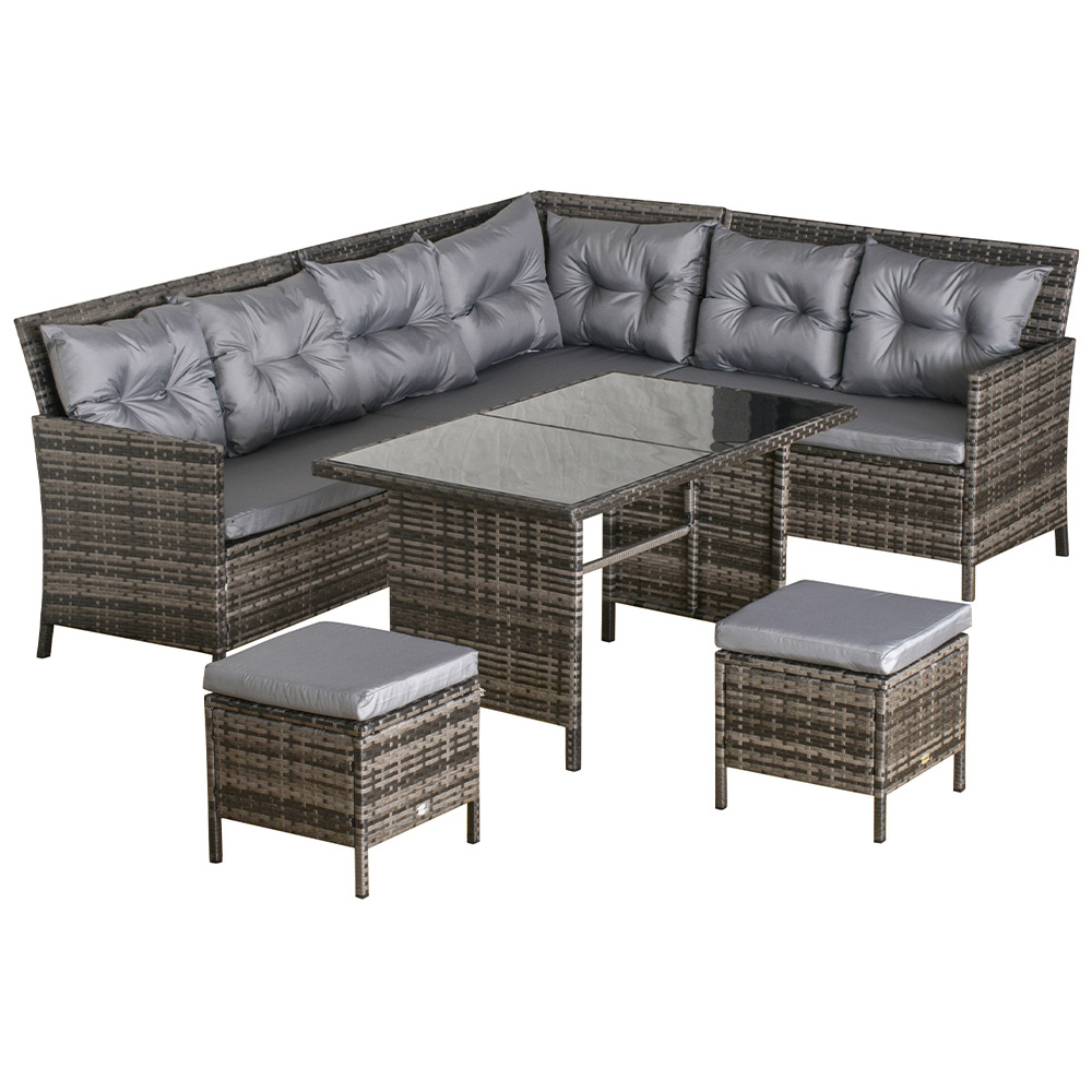 Outsunny 8 Seater Rattan Dining Set Grey Image 2