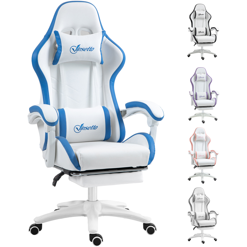 Portland Blue Racing Style Gaming Chair with Reclining Footrest Image 2