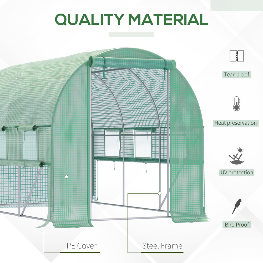 Outsunny Green 9.5 x 6.5ft Polytunnel Greenhouse Image 5