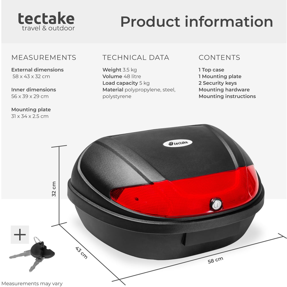 tectake Motorcycle Top Box 48L Image 9
