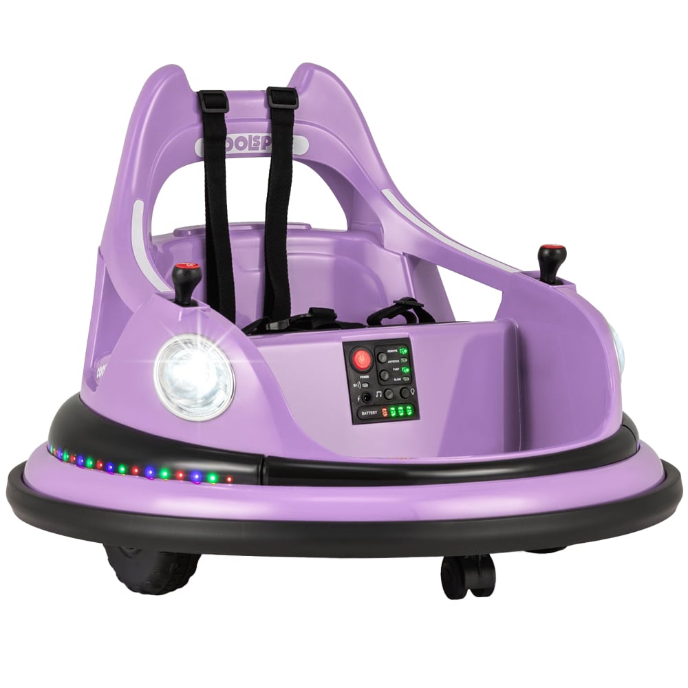 Costway Kids Purple Ride On Bumper Car with Dual Joysticks and 5 Light Effects 12V Image 1