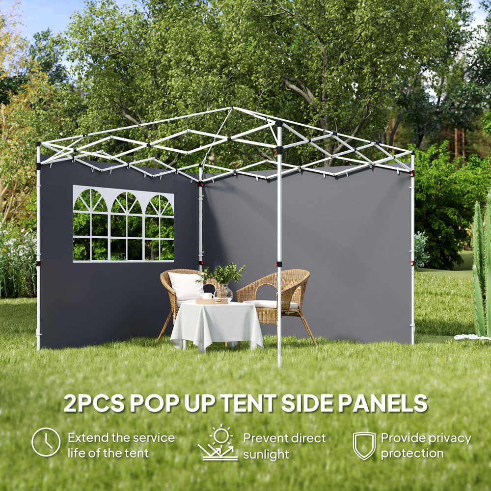 Outsunny Dark Grey Gazebo Wall Panel Replacement with Window Image 5