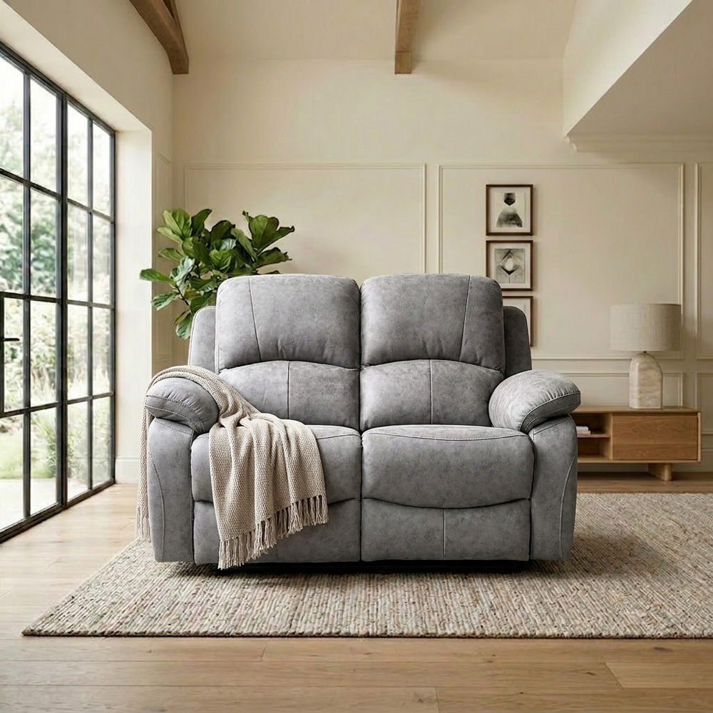 Milano 2 Seater Charcoal Fabric Manual Recliner Sofa Image 4