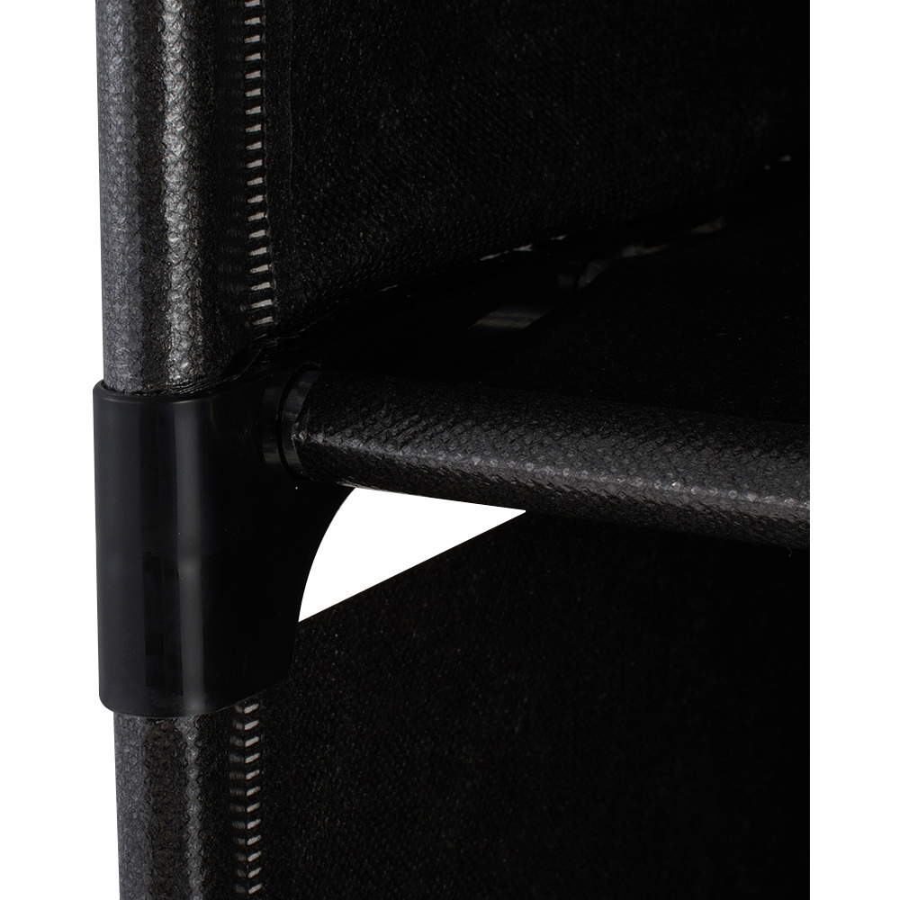 Living and Home 4-Tier Black Freestanding Portable Wardrobe with Double-Row Storage and Curtain Image 5