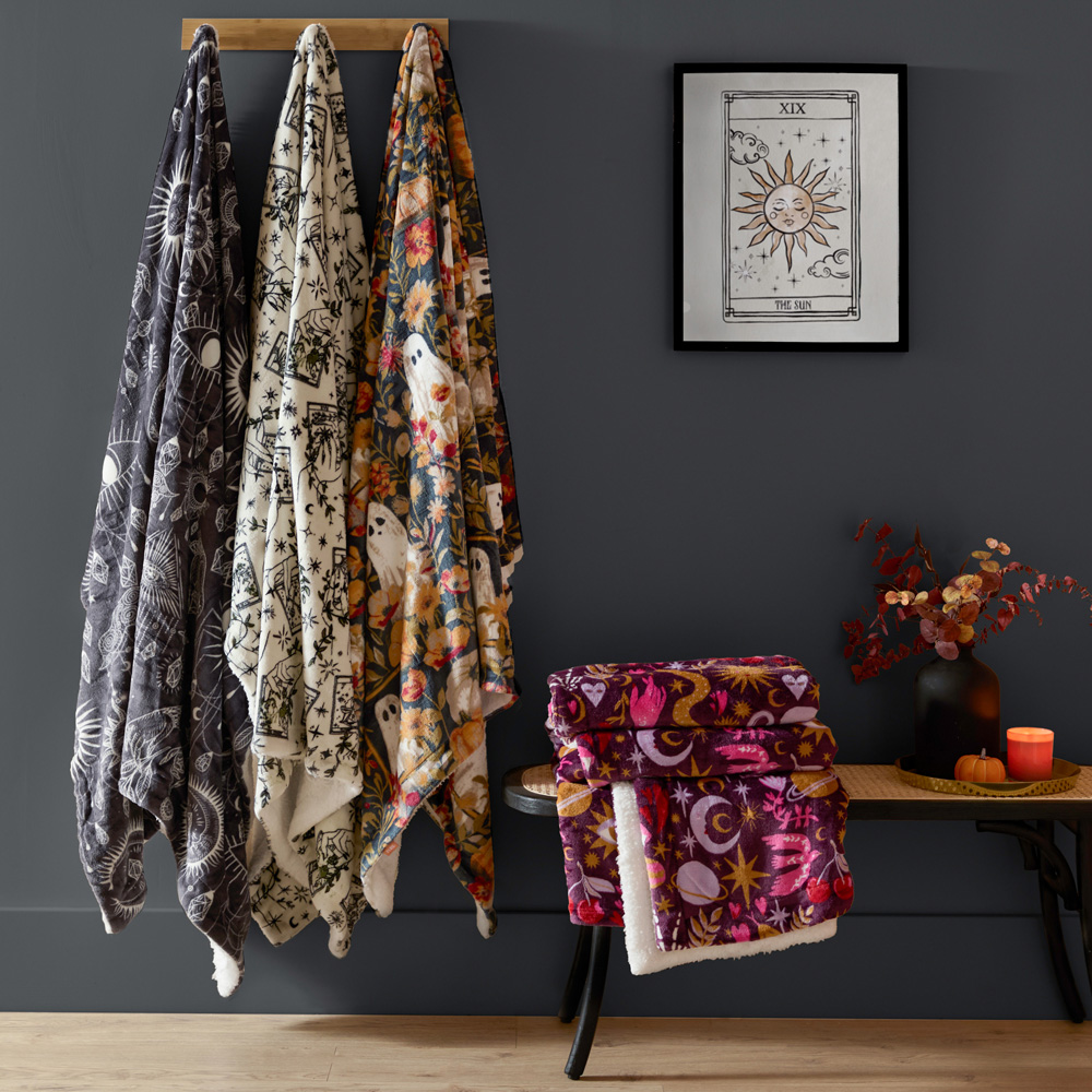 Furn Constellation Printed Charcoal and Cream Sherpa Fleece Throw, 130 x 180cm Image 6