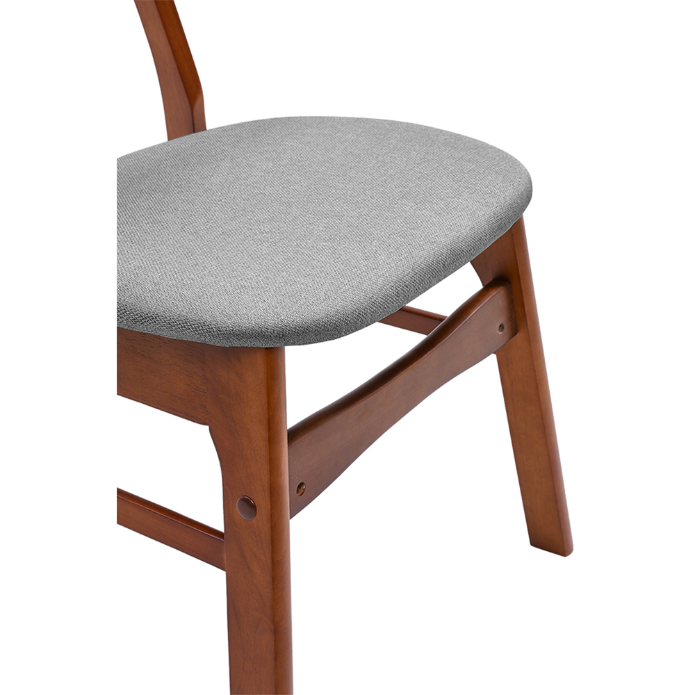 Living and Home Set of 2 Grey Linen Curved Backrest Dining Chair Image 6