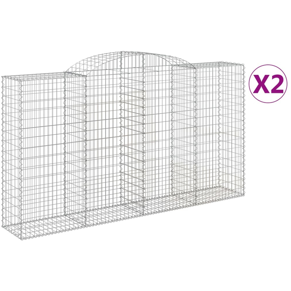 vidaXL Silver Galvanised Iron Arched Gabion Basket 300 x 50 x 160/180cm 2 Pack Image 4