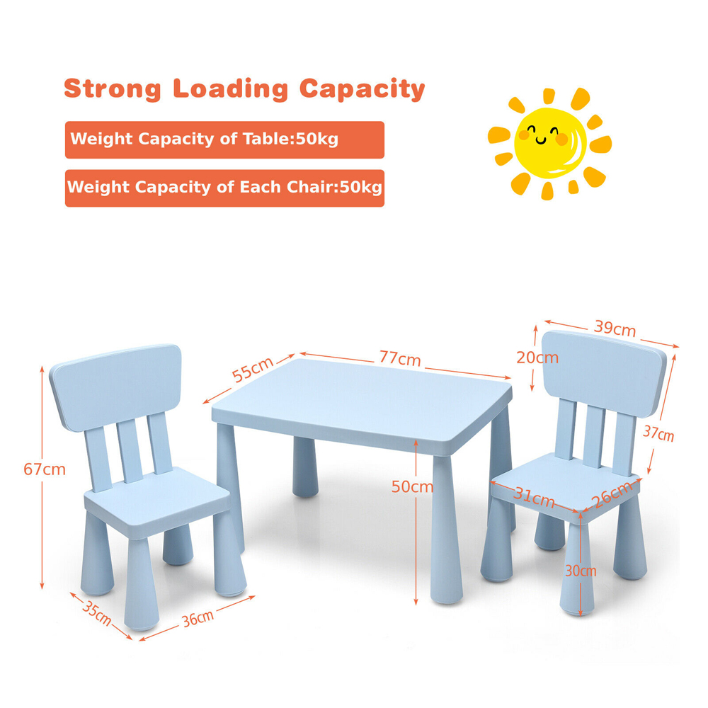Costway 2 Seater Blue Kids Activity Table and Chair Set Image 9