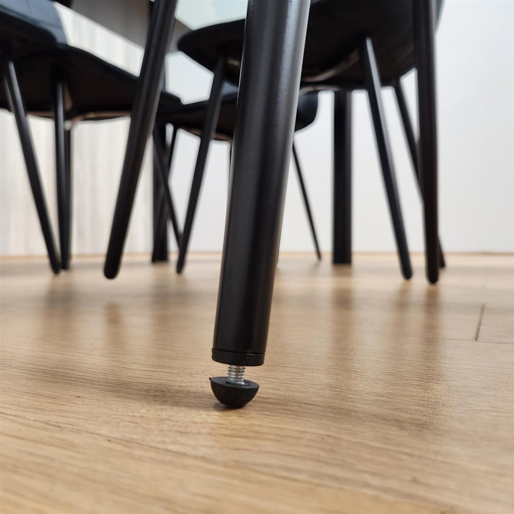 Portland Glass 4 Seater Velvet Dining Set Black Image 2