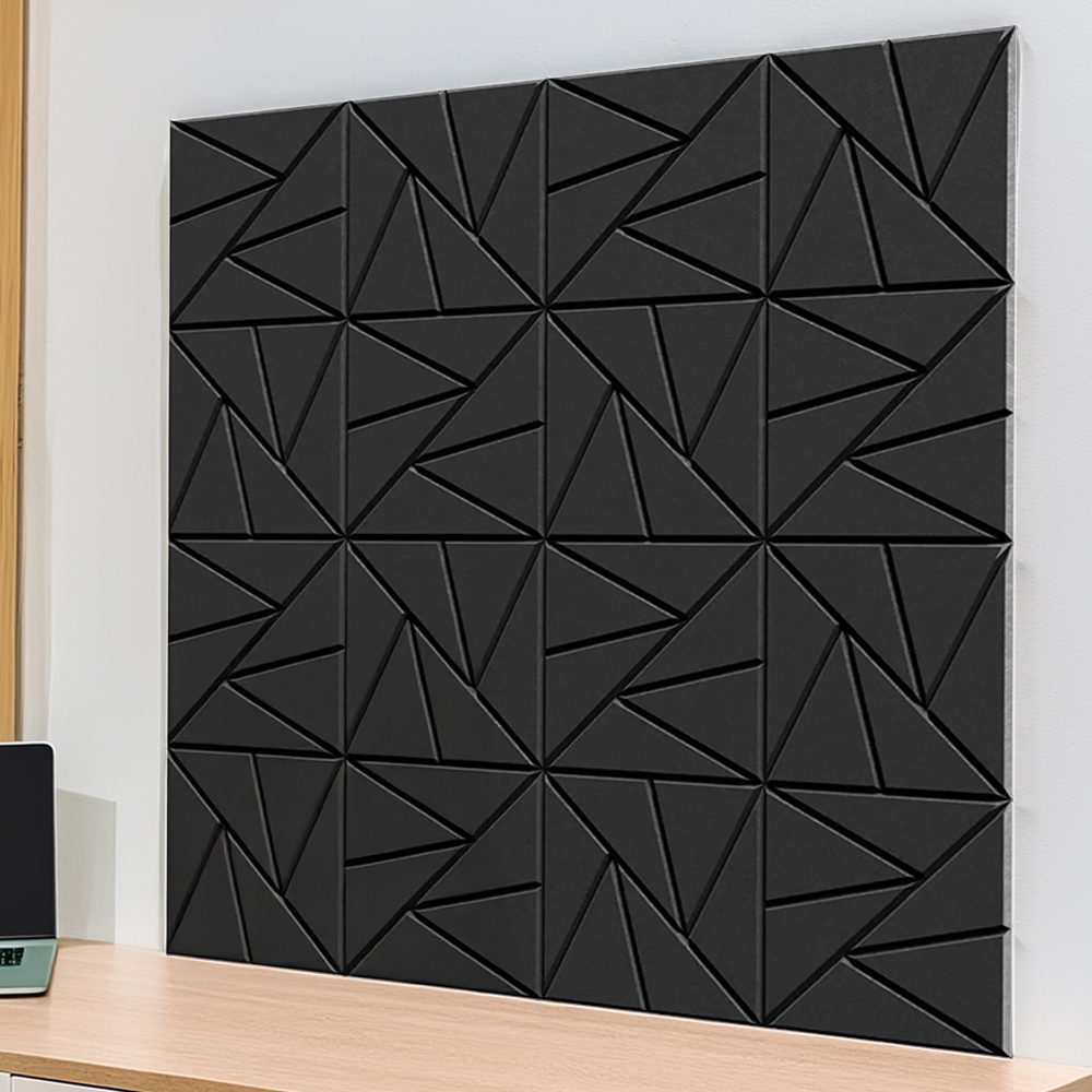 Gr8 Home Black Square Self Adhesive Acoustic Wall Panel Set 12 Pack Image 1