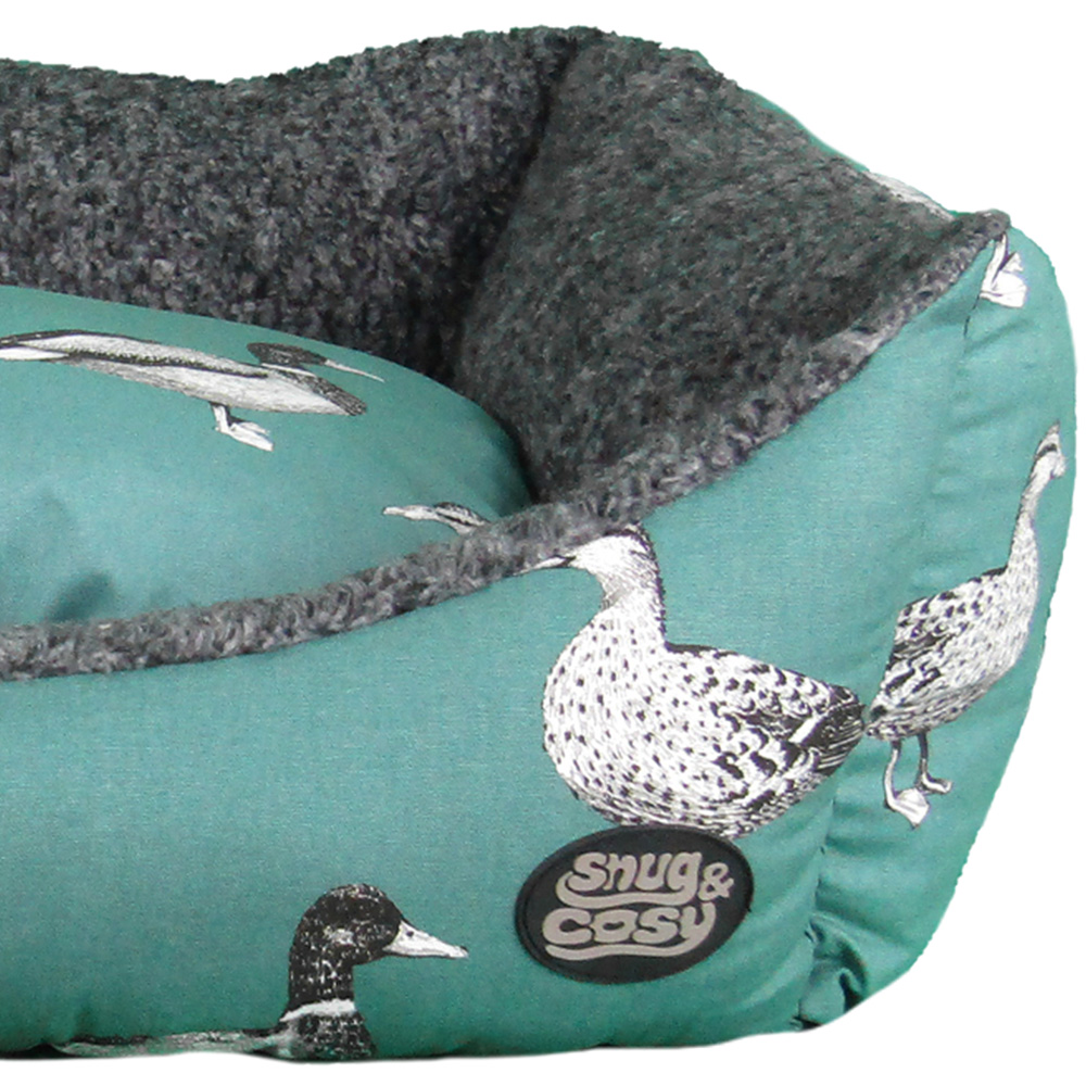 Snug & Cosy XL Rectangle Teal Duck Print Dog Bed Image 3
