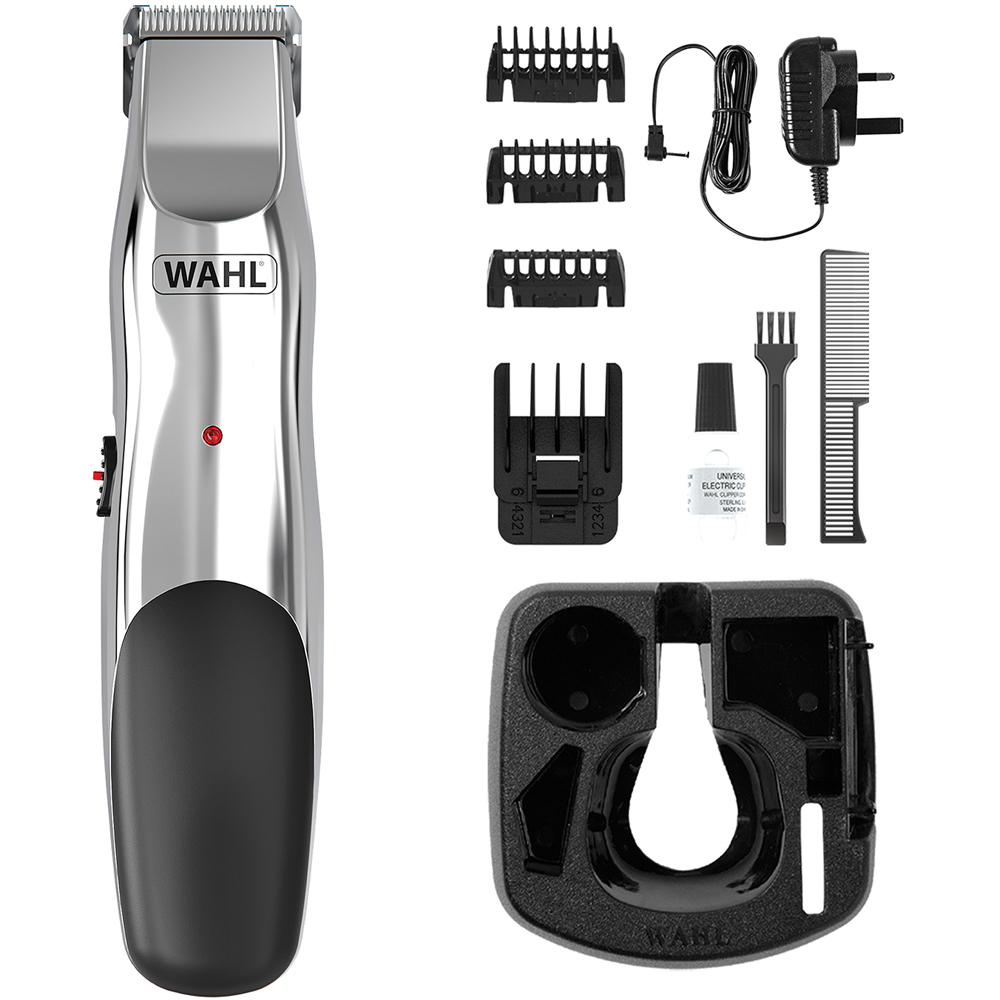 Wahl Groomsman Chrome Rechargeable Cordless Trimmer with Position Combs Image 3