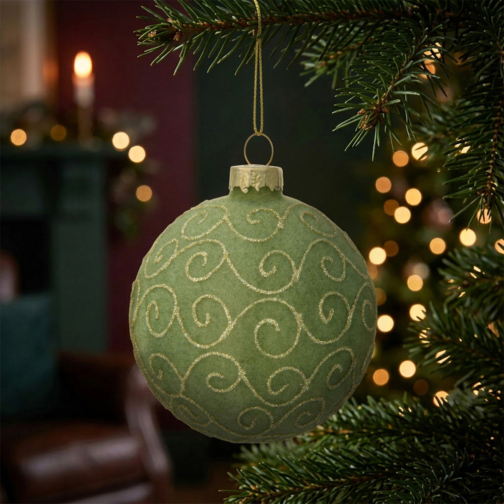 Flocked Patterned Bauble Image 8