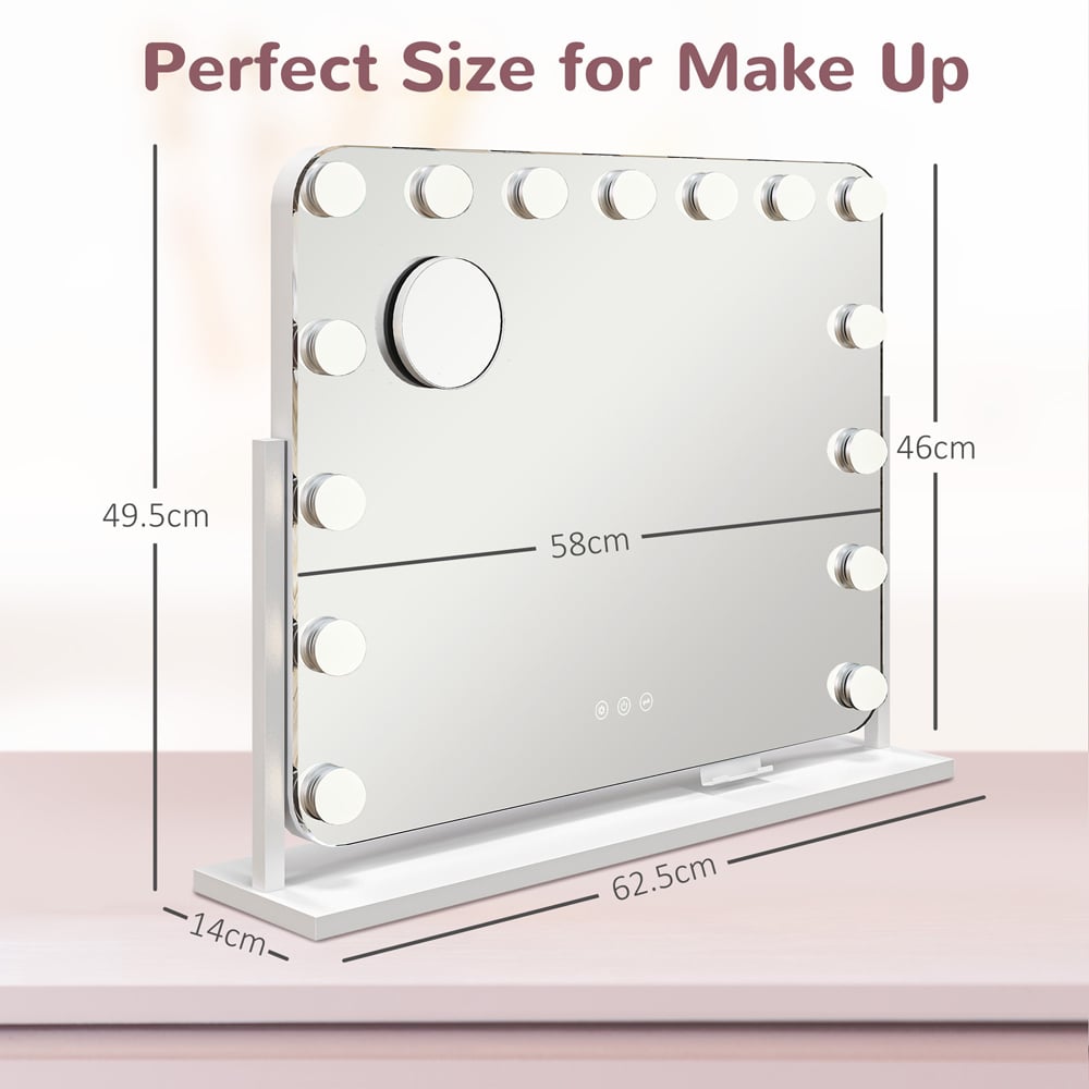 Portland Hollywood Dimmable LED Lighted Vanity Mirror with USB Port Image 9