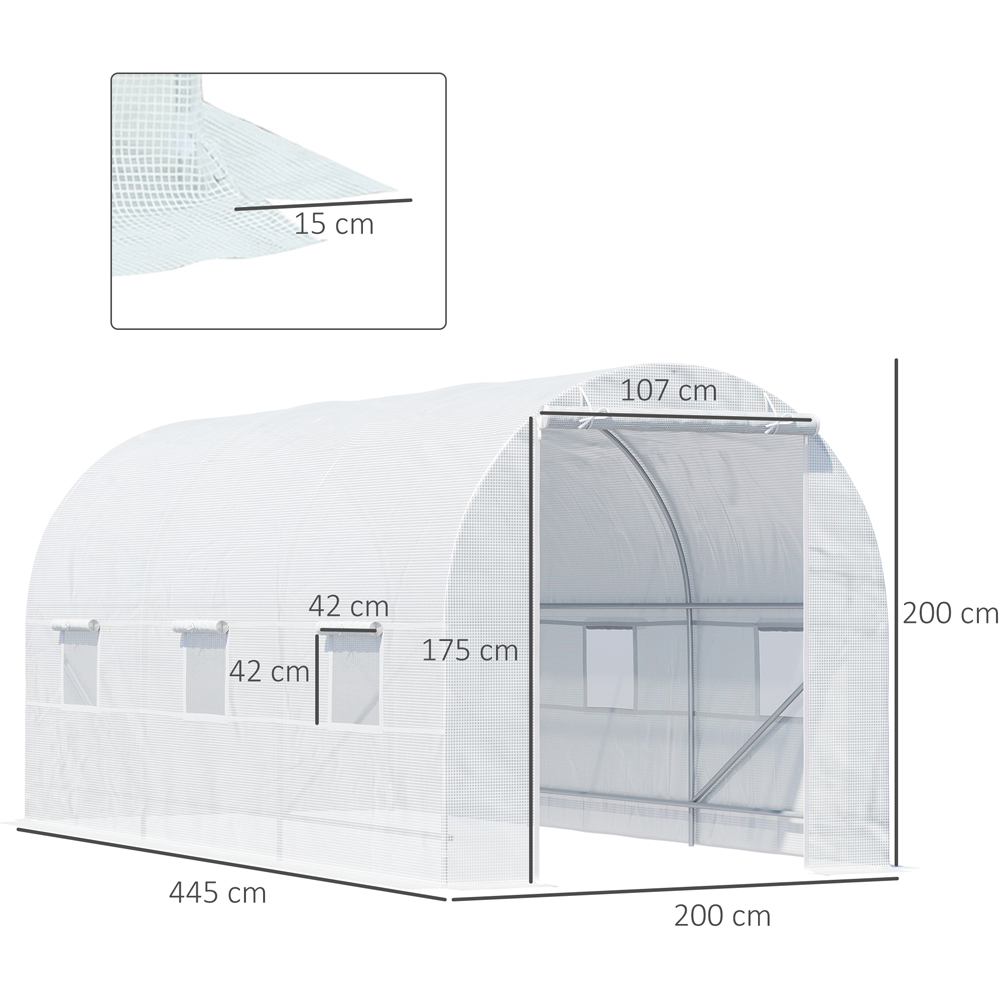 Outsunny White 14.7 x 6.5ft Walk In Polytunnel Greenhouse Image 8