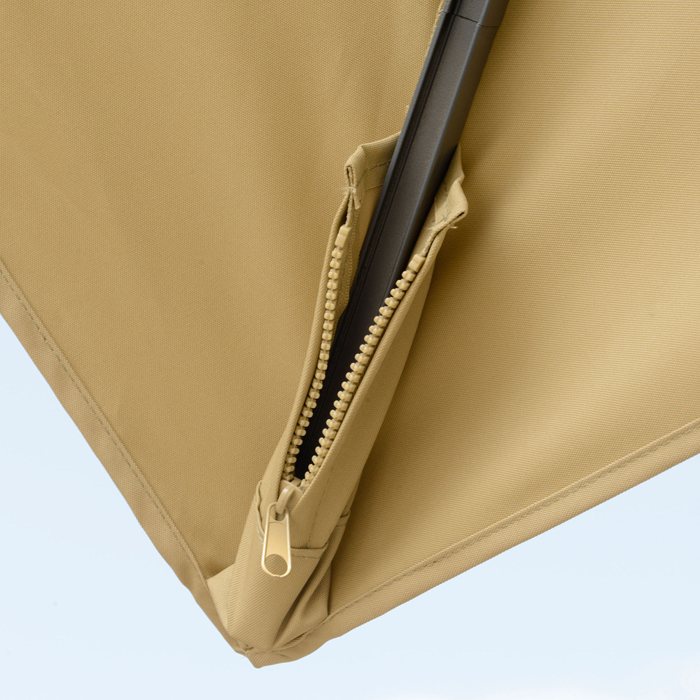 Outsunny Khaki LED Crank and Tilt Roma Parasol with Cross Base 3 x 2.5m Image 3