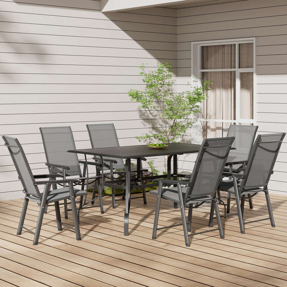 Living and Home Foldable 6 Seater Rectangular Slatted Garden Patio Set Image 1