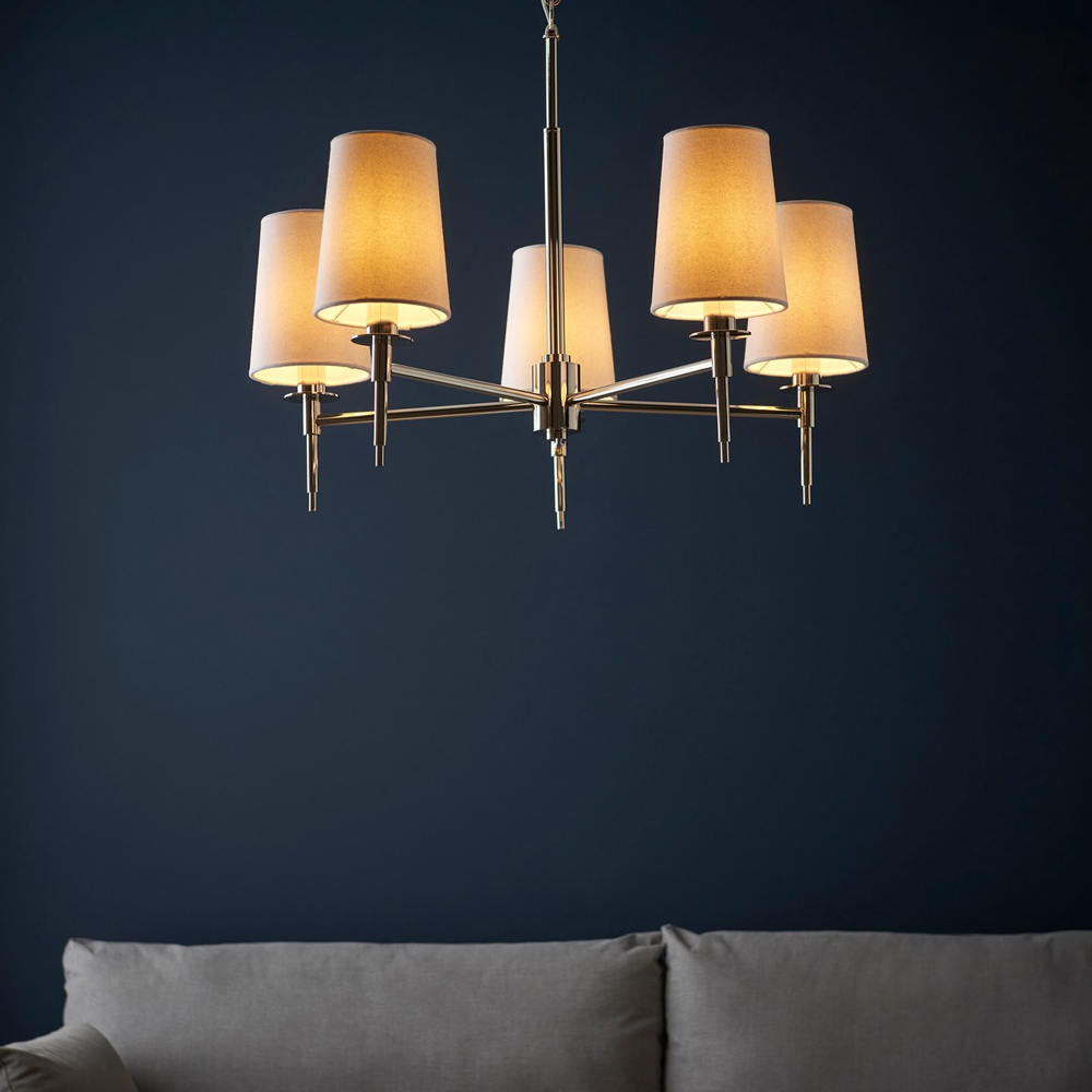 Merano Florence Multi Arm White and Nickle 5 Light Pendant Ceiling Lamp Image 6