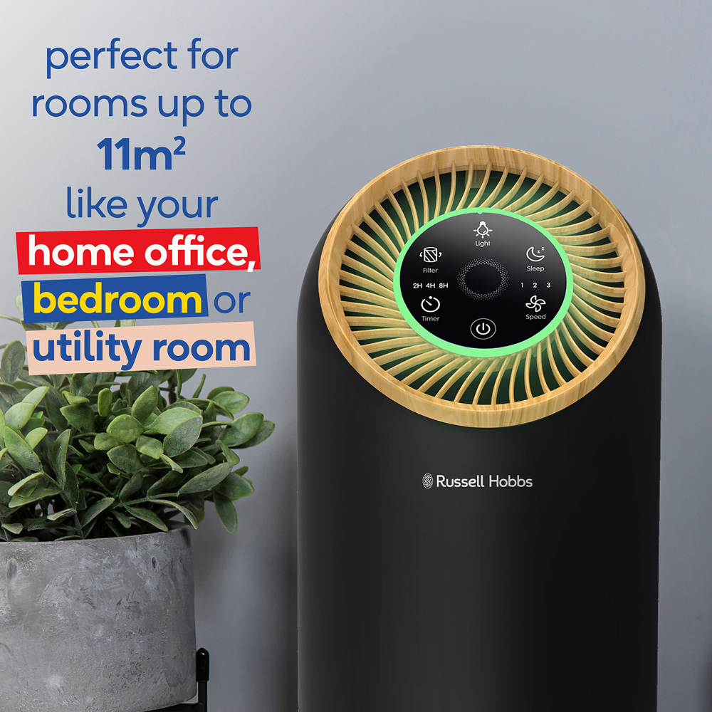 Russell Hobbs Wood and Black Clean Air Compact 2 Air Purifier Image 6