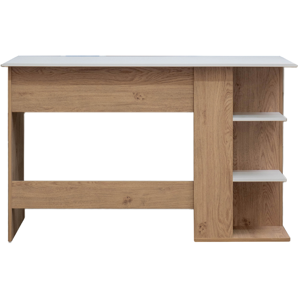 TTAP Milan Oak Effect and White Top 3 Shelf Office Computer Desk Image 4