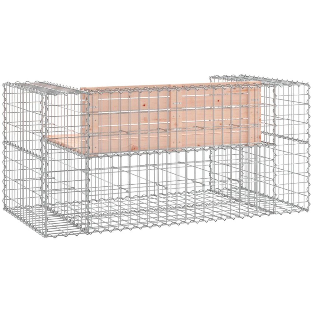 vidaXL Natural Solid Douglas Wood Gabion Design Garden Bench 143 x 71 x 65.5cm Image 4