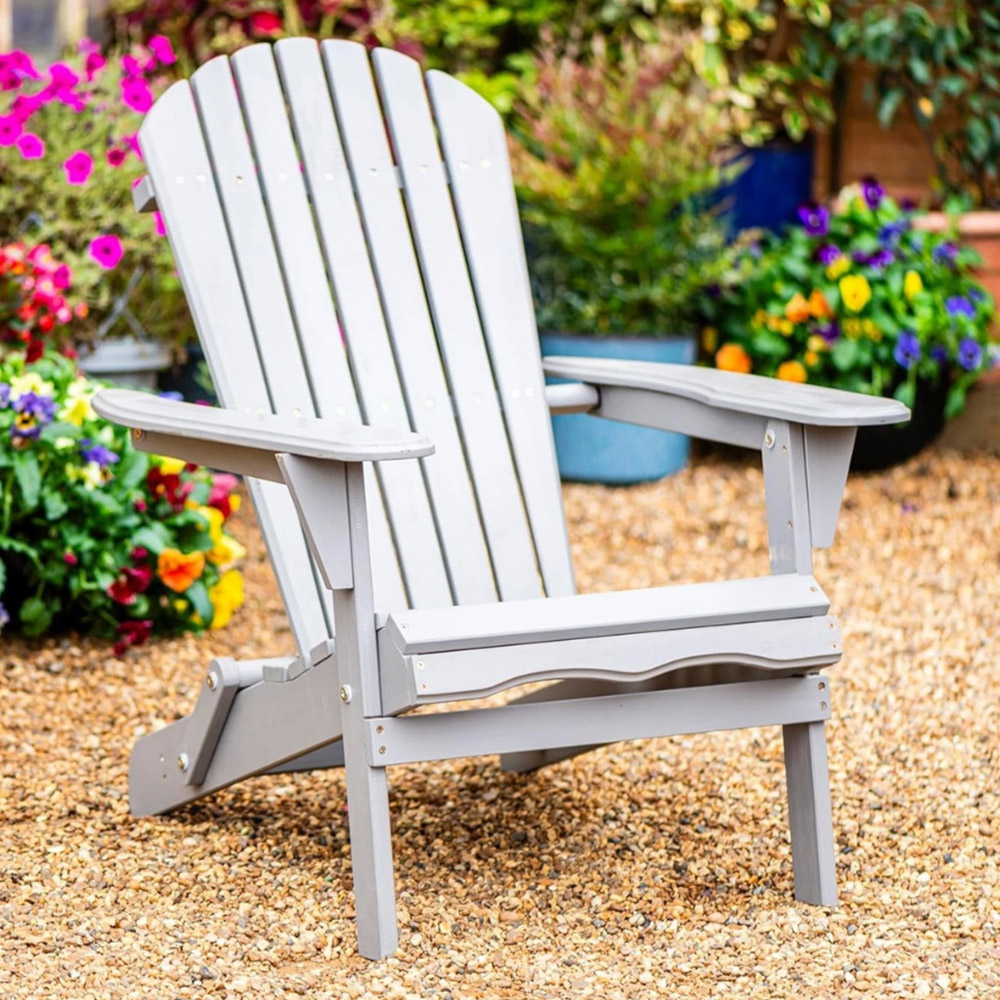 Garden Gear Grey Hemlock Hardwood Foldable Adirondack Chair 2 Pack Image 1