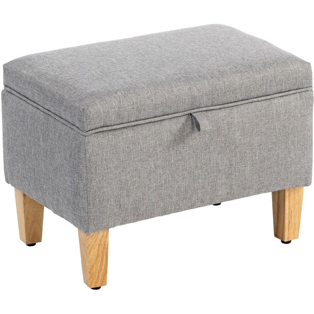 HOMCOM Light Grey Linen Fabric Ottoman Storage Box Image 2