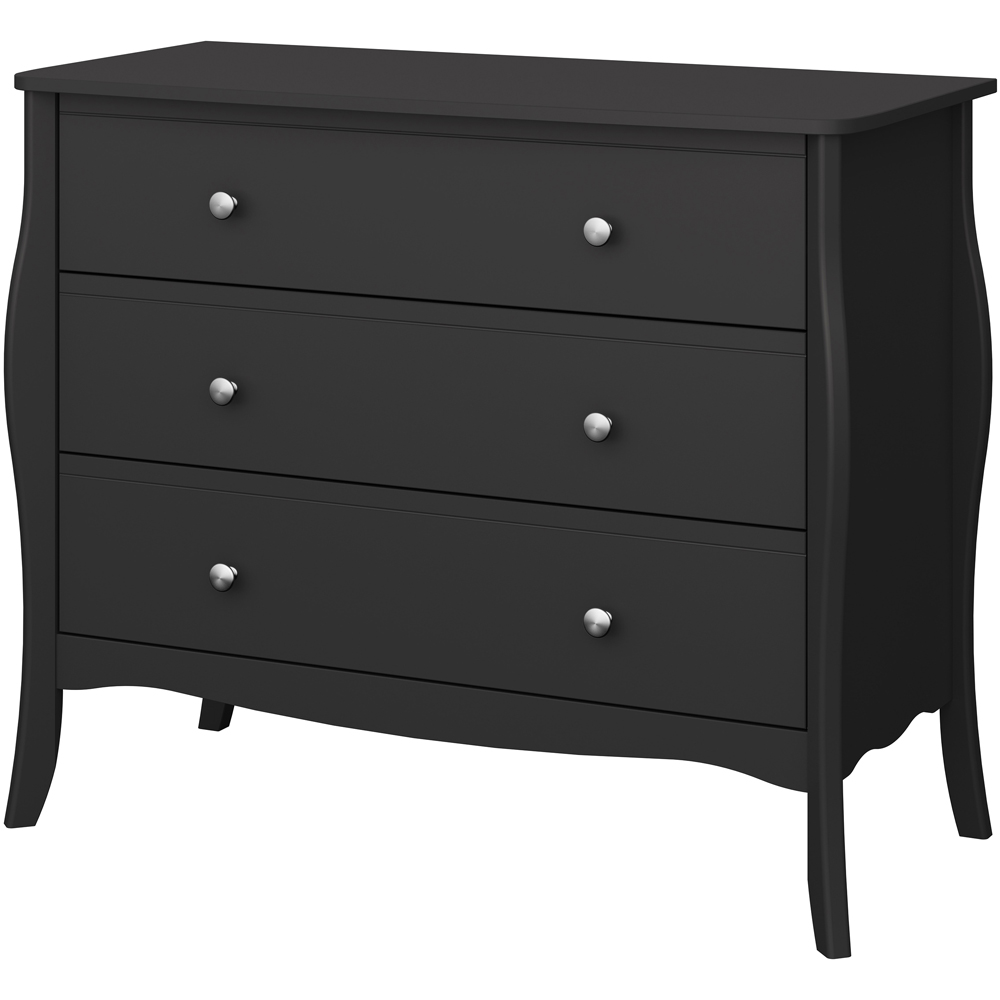 Florence Baroque 3 Drawer Black Wide Chest of Drawers Image 4