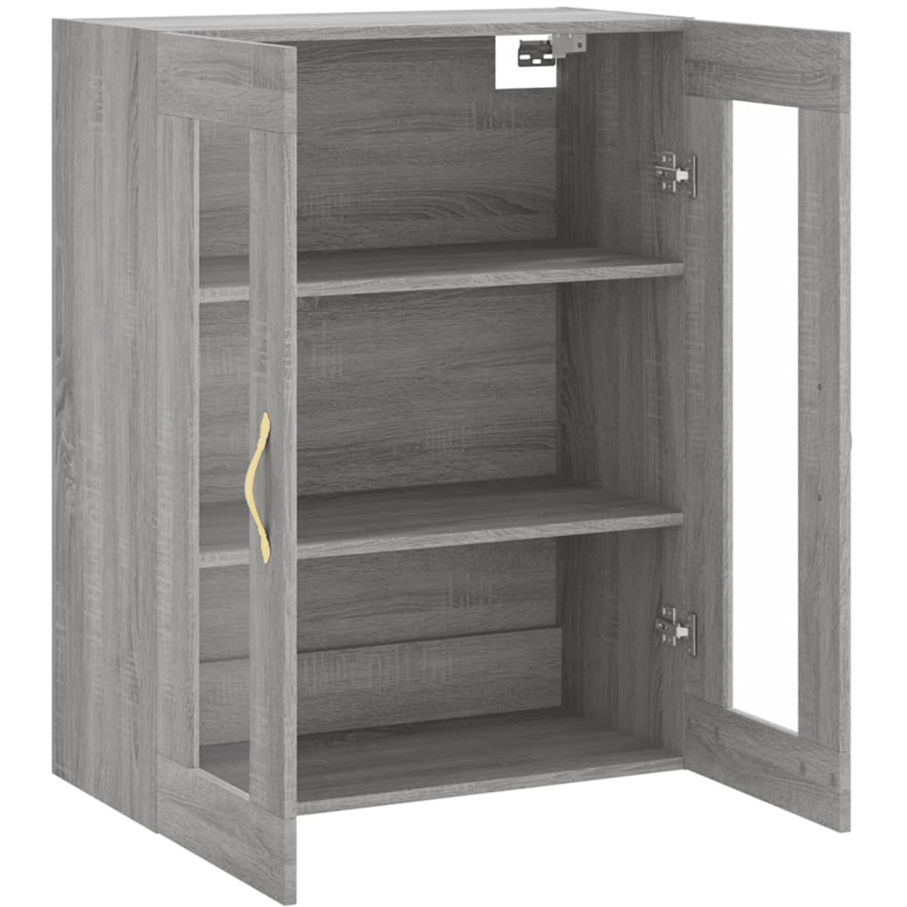 vidaXL 2 Glass Door Grey Sonoma Wall Mounted Large Cabinet Image 6
