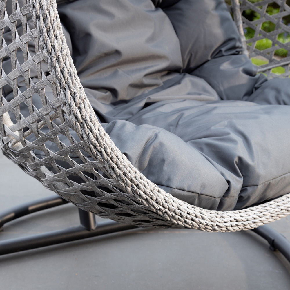 Oakley 2 Seater Rattan Dark Grey Swing Egg Pod Chair Image 5