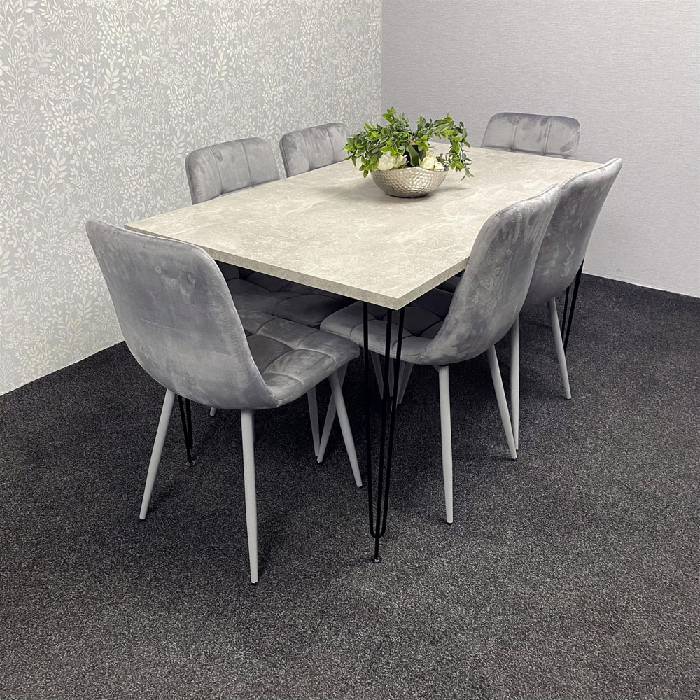 Kosy Koala 6 Seater Grey Dining Table set Image 7
