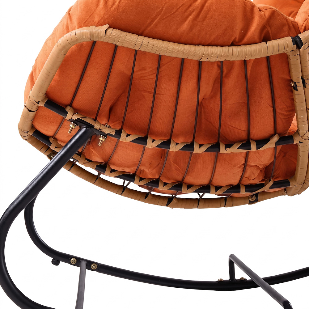 Living and Home Orange Cushion PE Rattan Rocking Chair Image 6
