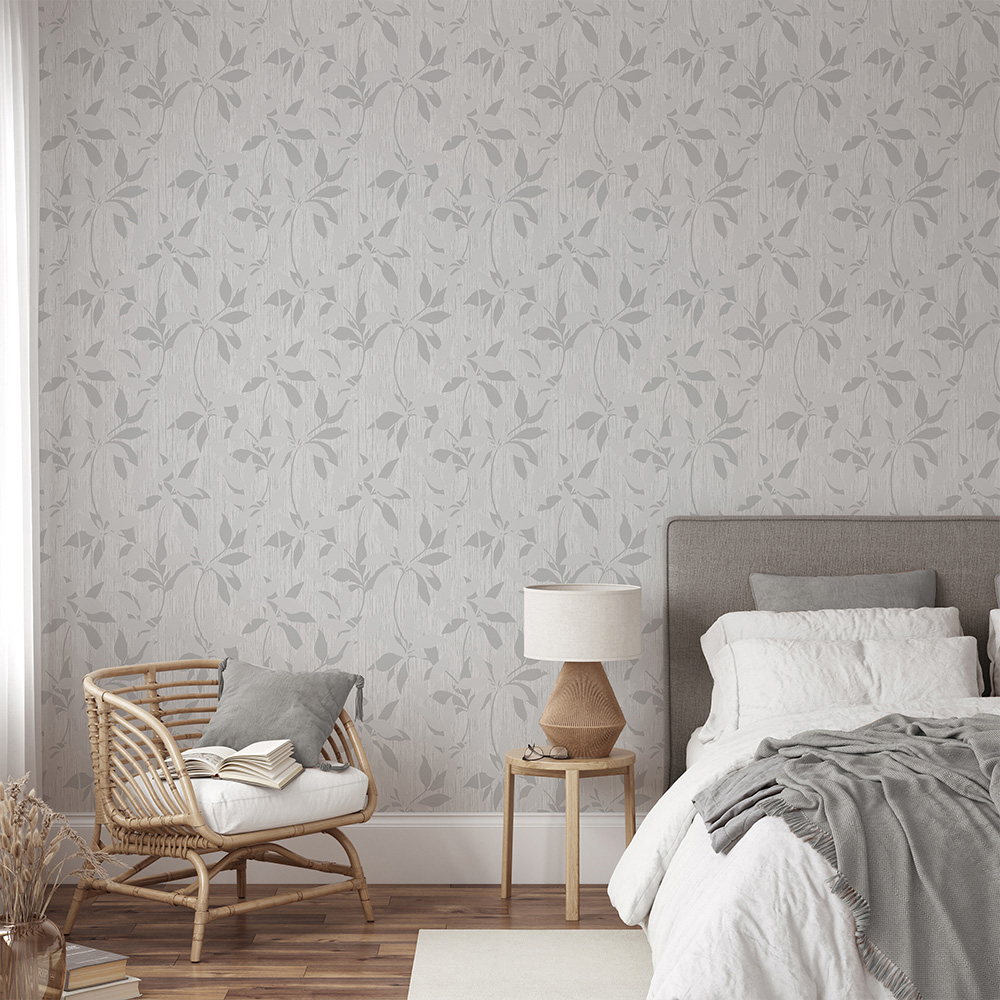Muriva Hudson Leaf Trail Grey Wallpaper Image 4