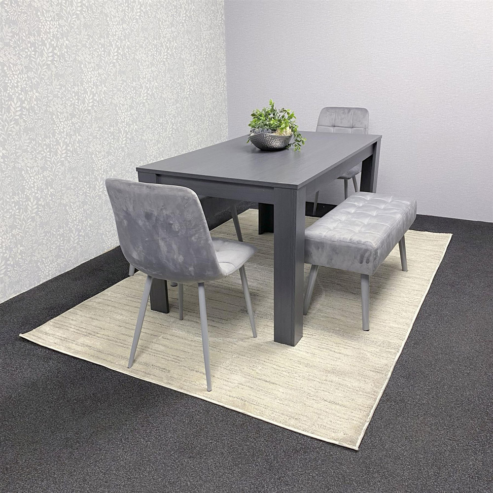 Kosy Koala 6 Seater Dining Set with Bench Dark Grey and Grey Velvet Image 2