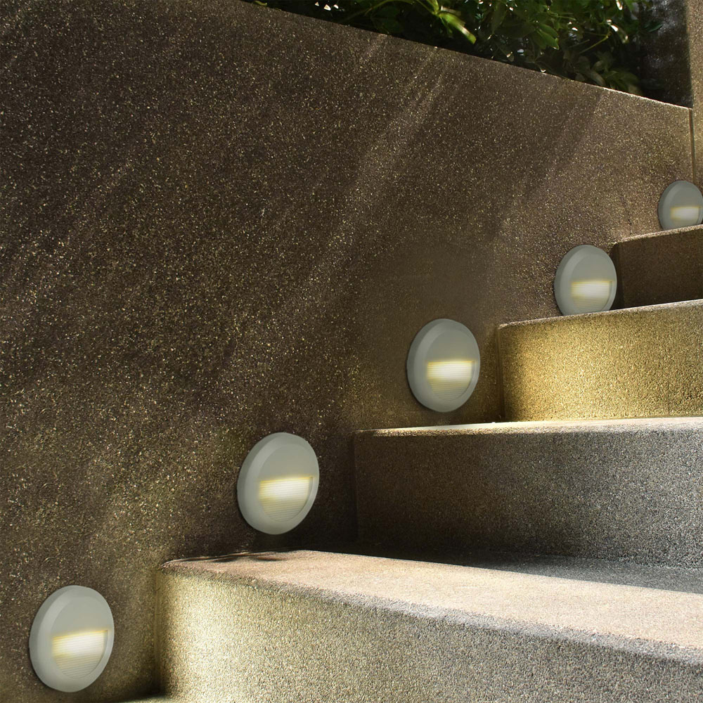 V-TAC 4 Pack 2W Grey Round Warm White LED Step Light Image 5