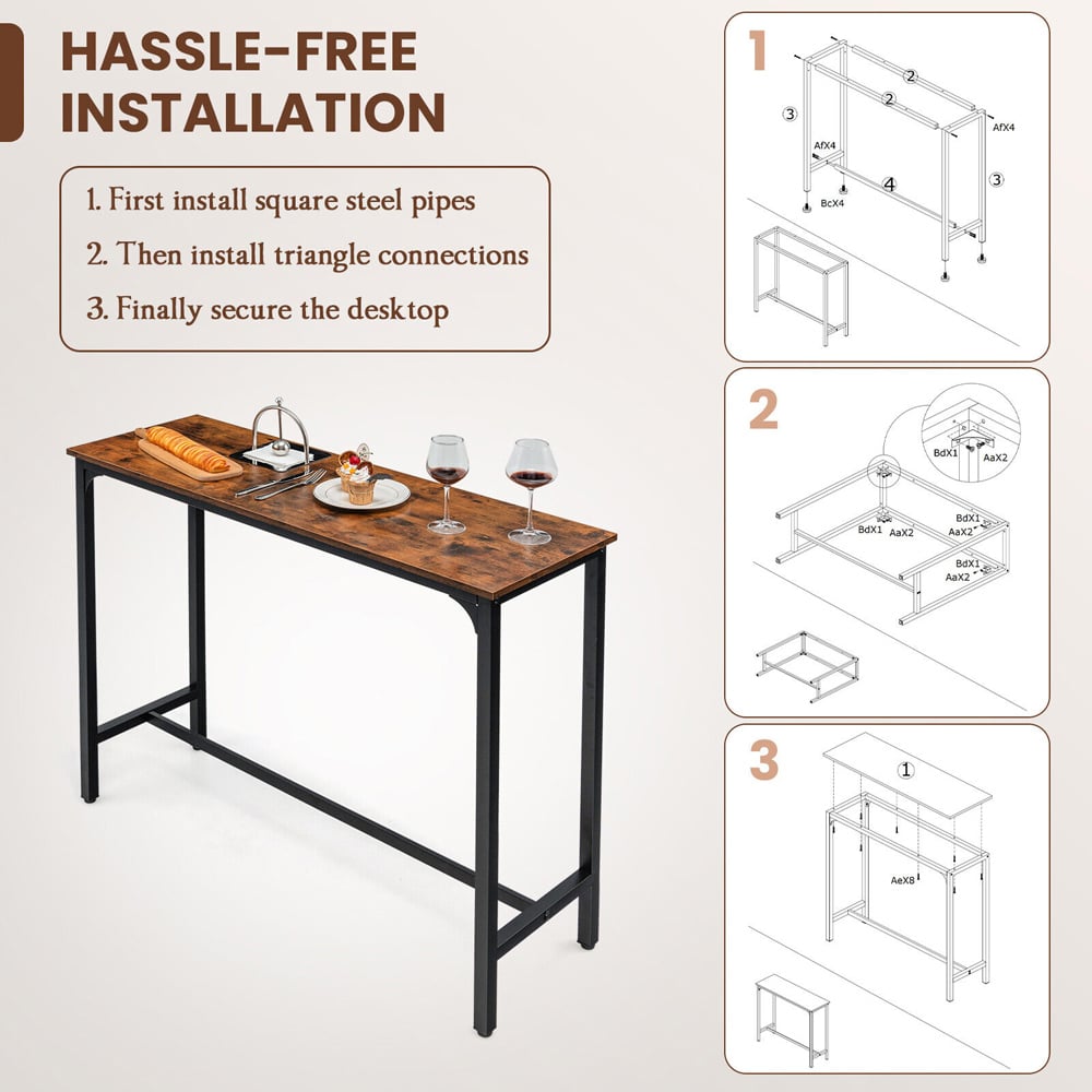 Costway Breakfast Bar Table Rustic Brown Image 5