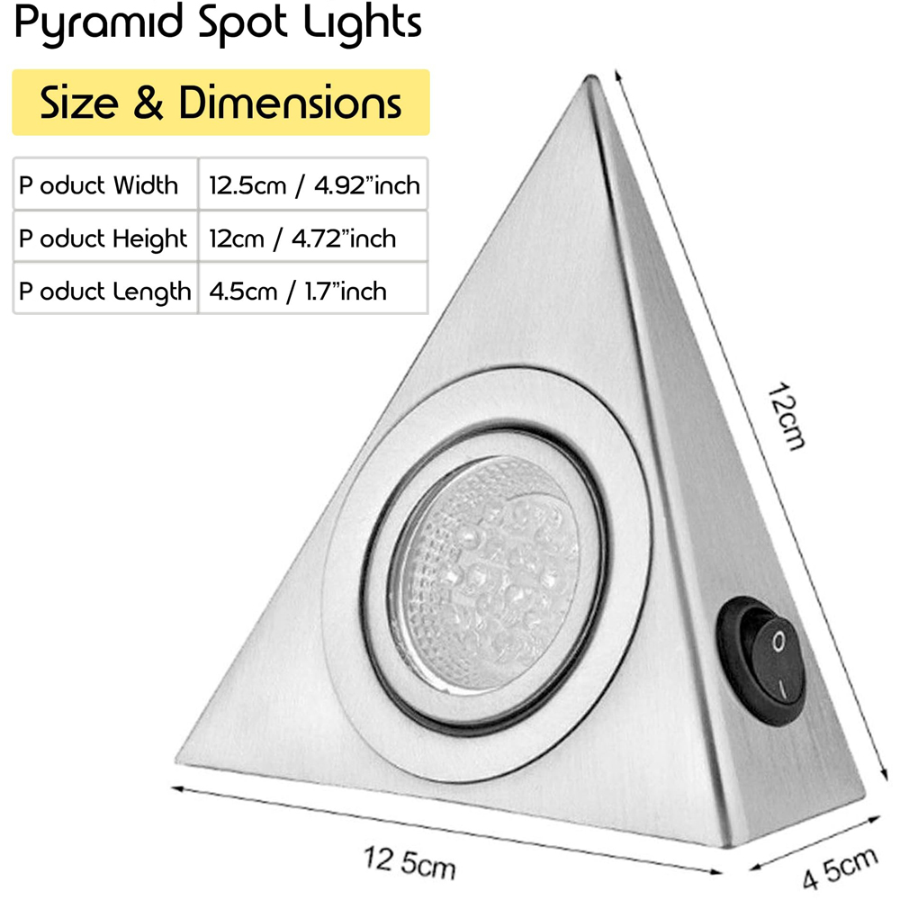 ATEK Cool White LED Silver Triangle Under Cabinet Light 3 Pack Image 9