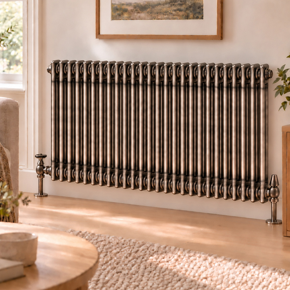 Go Bathrooms Traditional Raw Metal 2 Column Radiator 600 x 1190mm Image 2