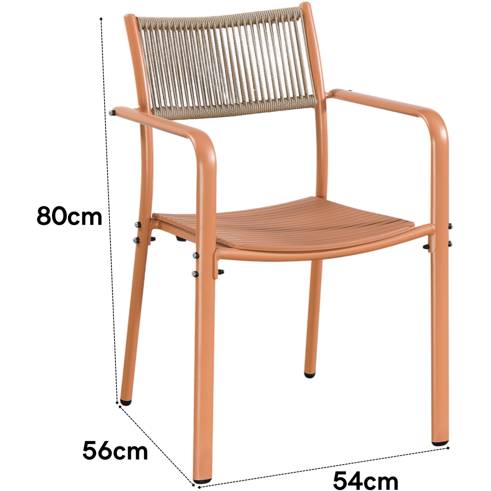 Core Products Set of 2 Terracotta Rope Back Effect Metal Garden Bistro Armchair Image 7