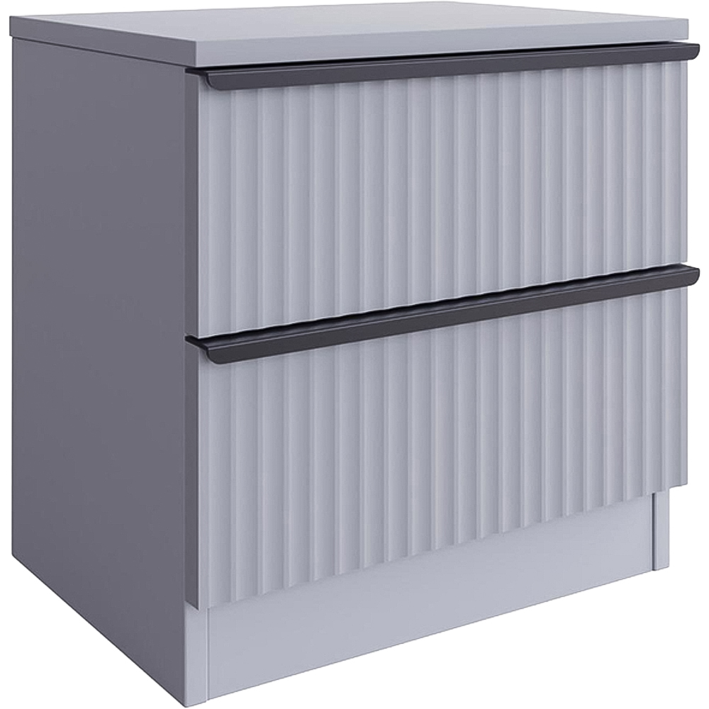 FWStyle Lania 2 Drawer Dark Grey Scalloped Ripple Effect Bedside Table Image 2
