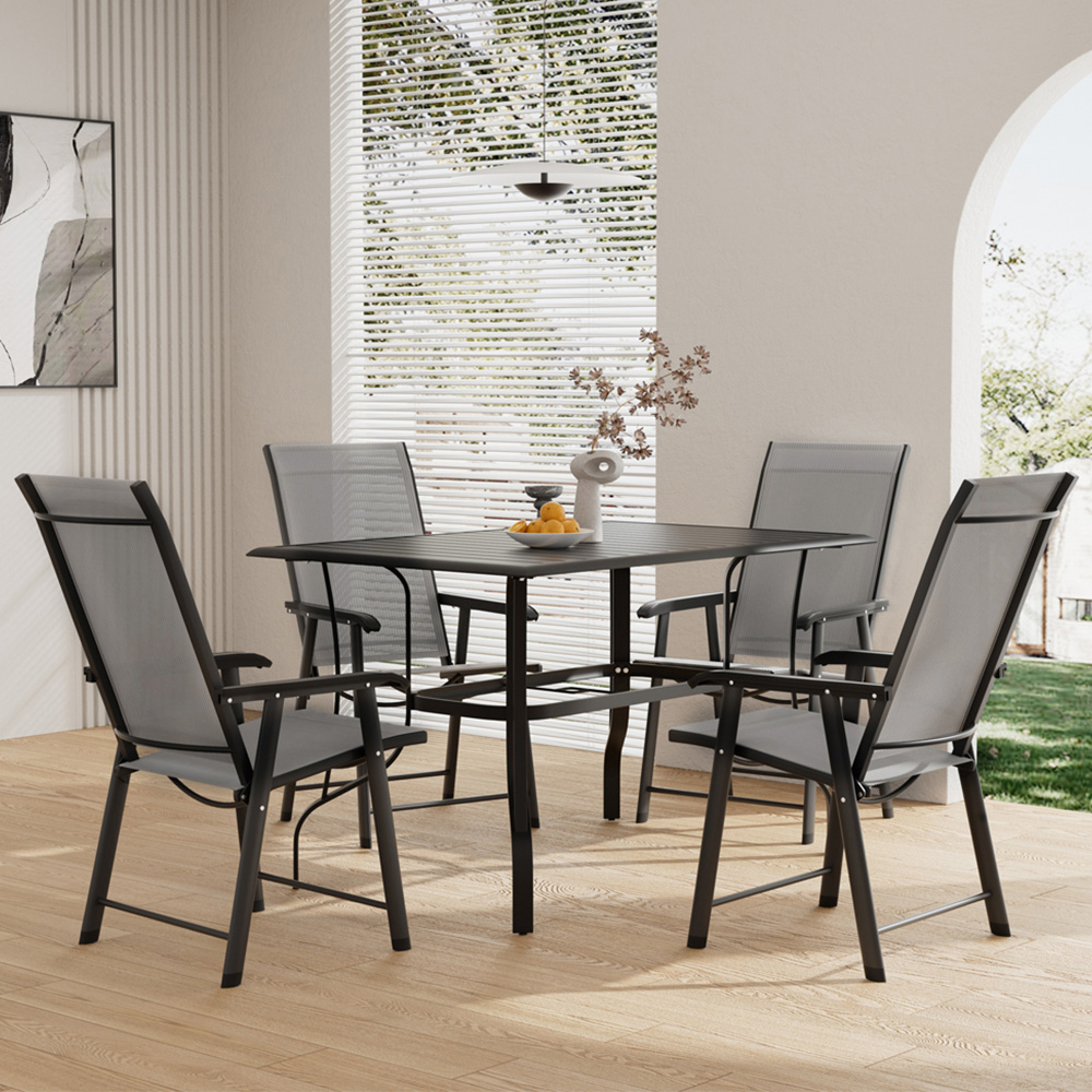 Living and Home Foldable 4 Seater Rectangular Slatted Patio Set Image 1