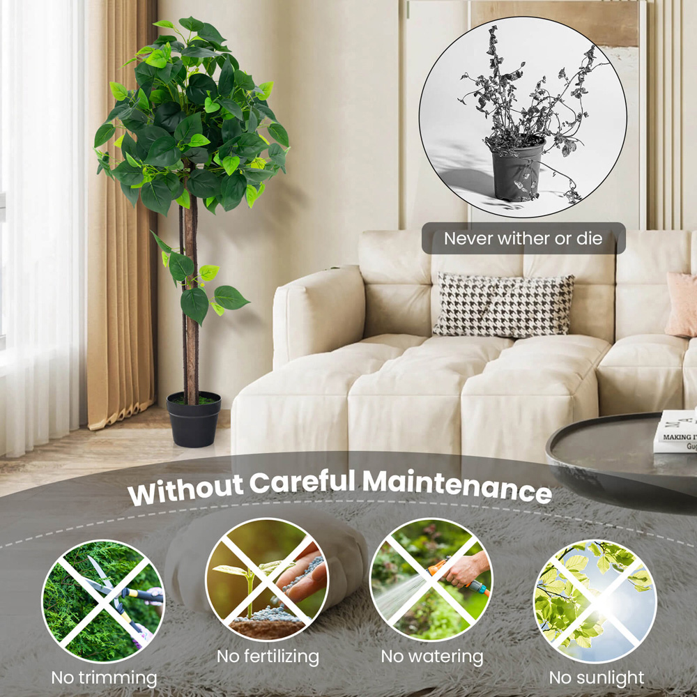 Costway Hydrangea Tree Artificial Plant In Pot 3.7ft Image 5