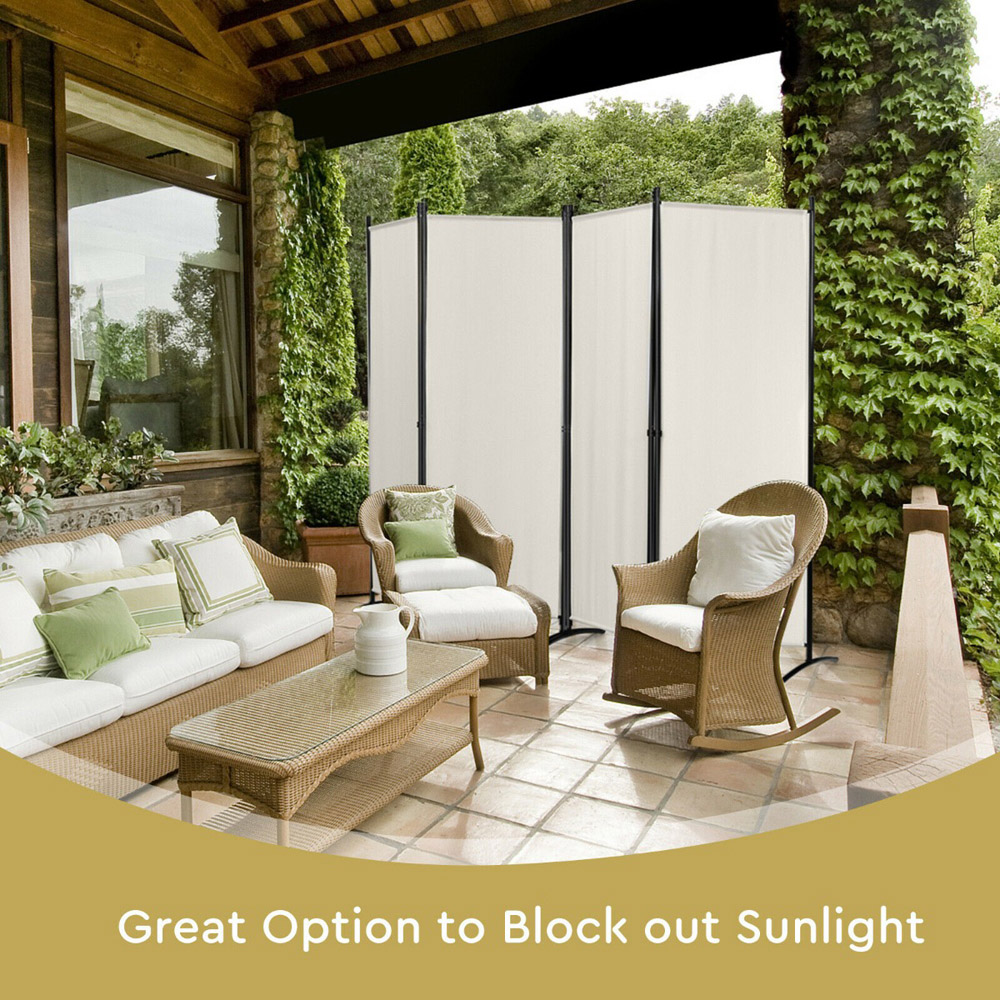 Costway White 4 Panel Wall Privacy Screen Image 4