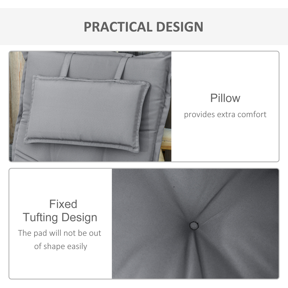 Outsunny Dark Grey Outdoor Chair Cushions with Pillows 120 x 50cm 2 Pack Image 5