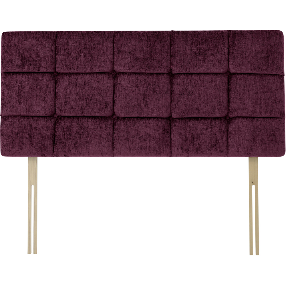 Bedmaster Pearl Super King Size Aubergine Chenille Squared Headboard Image 2